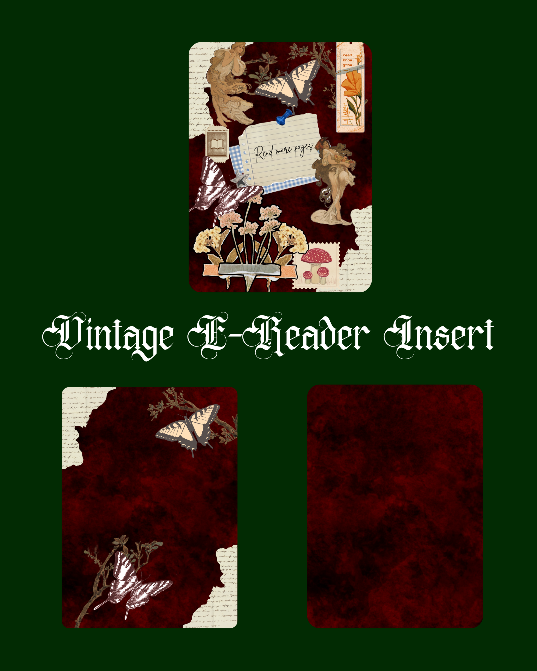 Vintage Kindle Insert 3 Pack